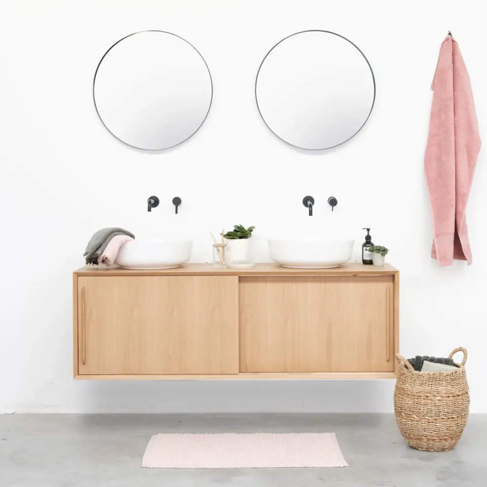 Bathroom furniture oak - Washbasin Alexis II - Nestor (150 cm) - without top plate