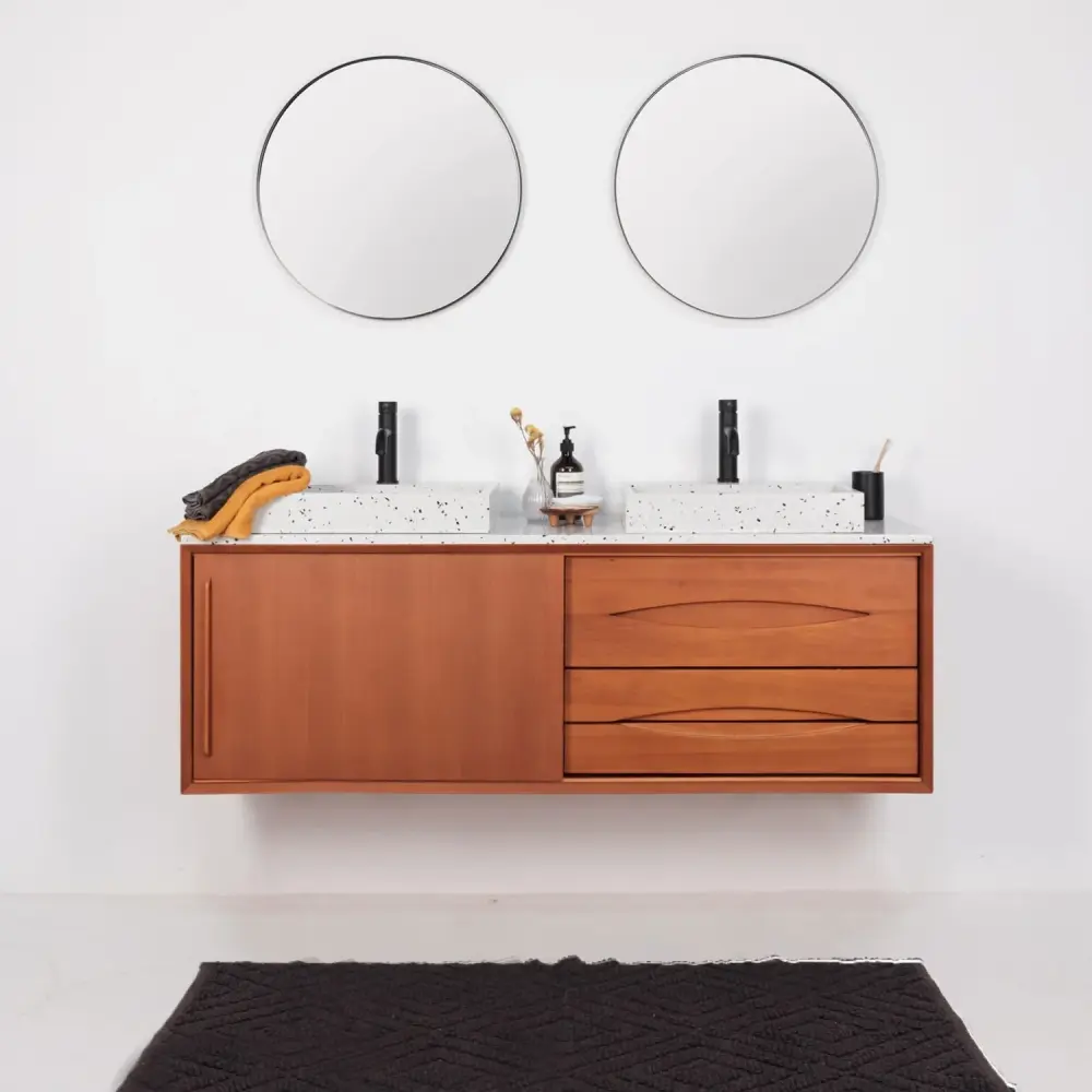 Washbasin furniture Bill Teakwood - Terrazzo Washbasin - Terrazzo Washboard