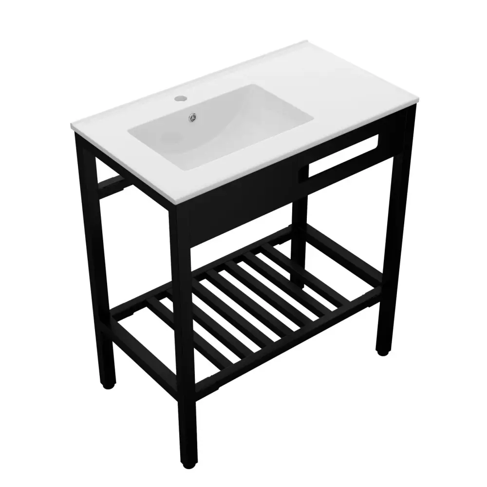 Console Sink Legs, 32" X 18.5", Durable Porcela Support - White / Charcoal