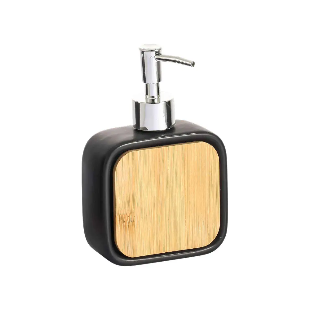 Dolomite Soap Dispenser Bamboo Deco, Matte Onyx