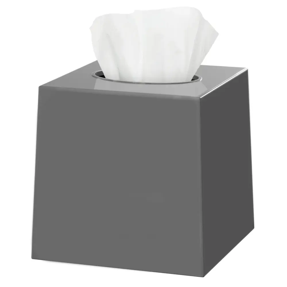 Gray Tissue Box Cover Square - Plastic Facial Tissue Box Holder Vessel Dispenser - Decorative Cube Tissue Holder Bathroom,...
