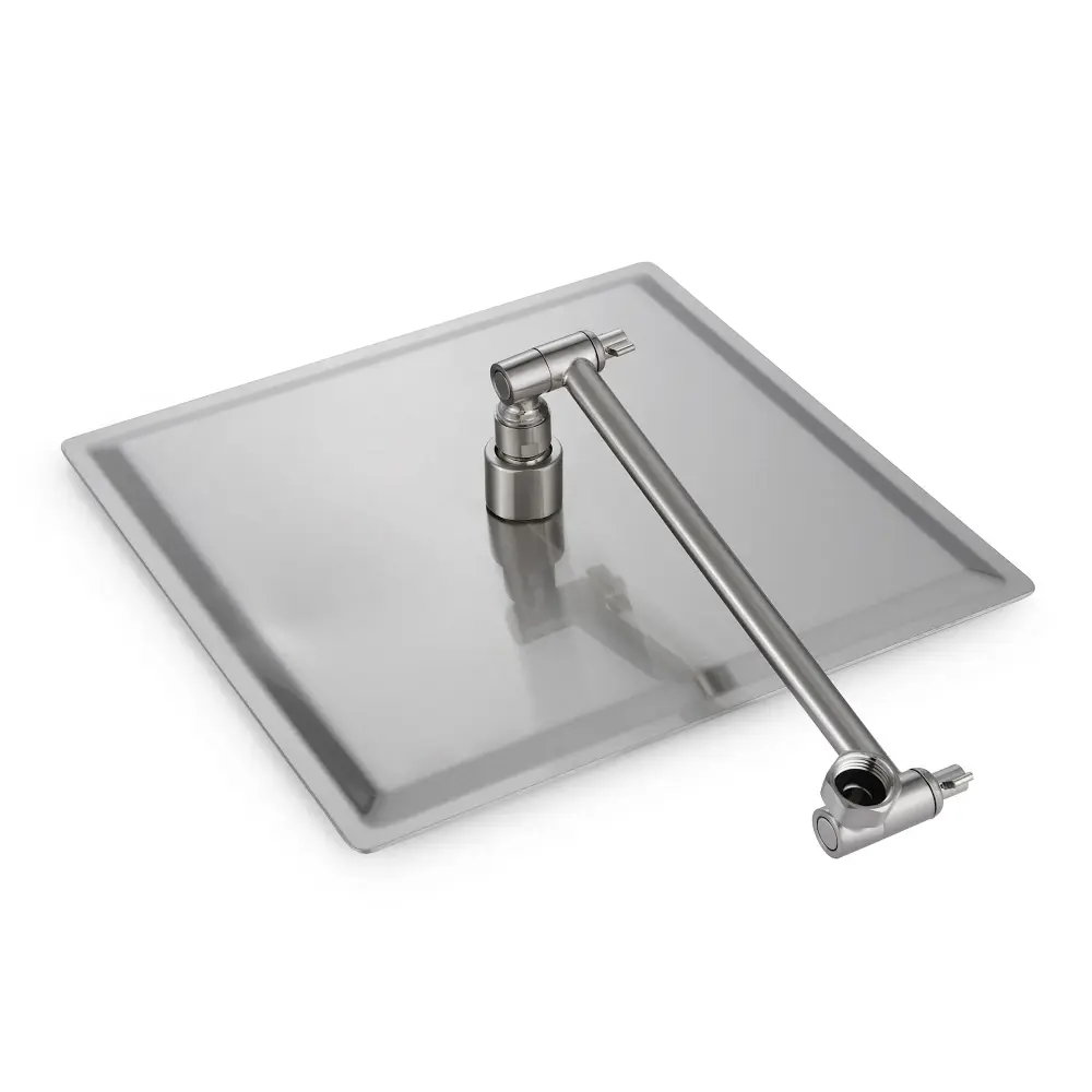 Luxury Rain Shower Head Adaptable Arm, 10" Square, Stainless Steel - Brushed Nickel