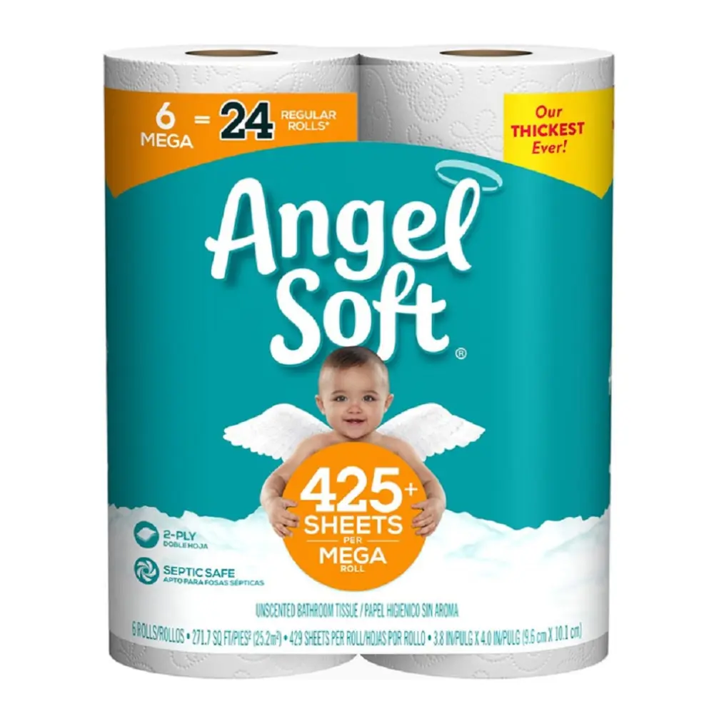 Angel Soft 79256 Toilet Paper White 6 Rolls Bath Tissue