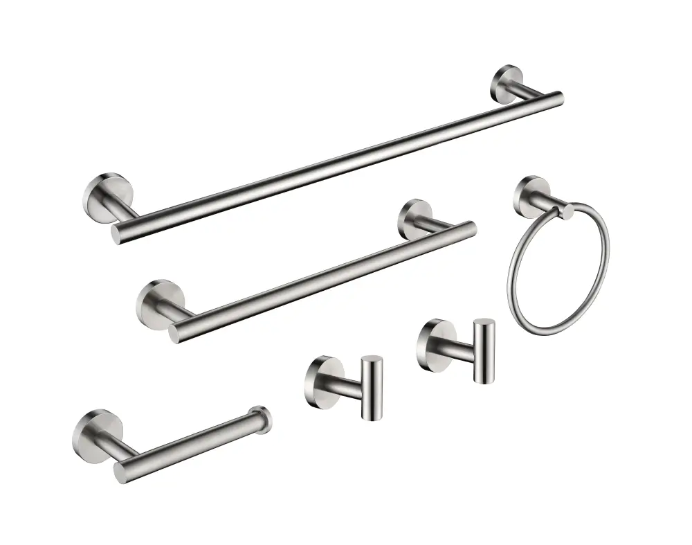 6-Piece Bath Hardware Place, Towel Bar, Toilet Paper Holder, Towel Hook Brushed Nickel