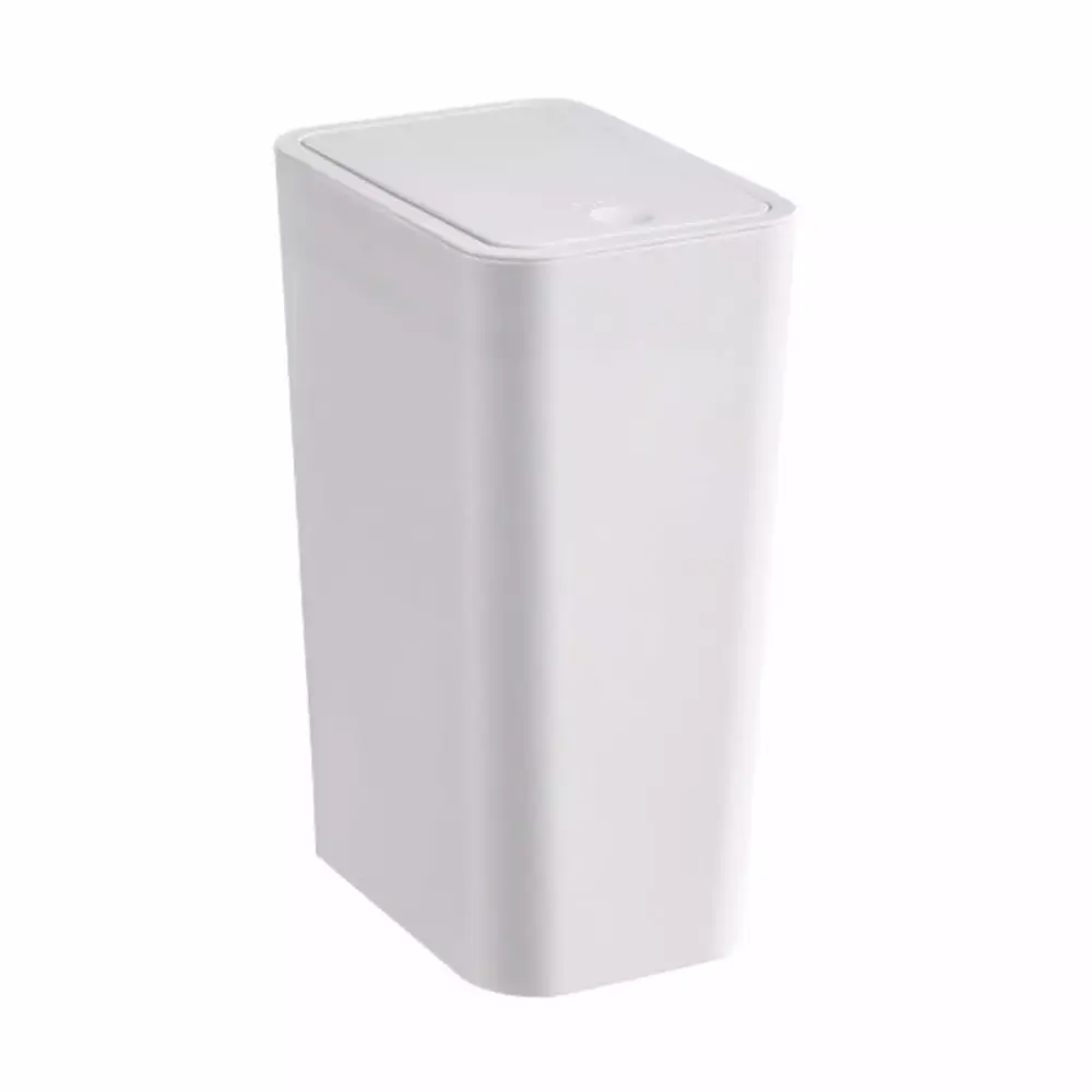 Narrow Slit Rectangular Garbage Can Lid Bathroom Living Room White Storage Bin One