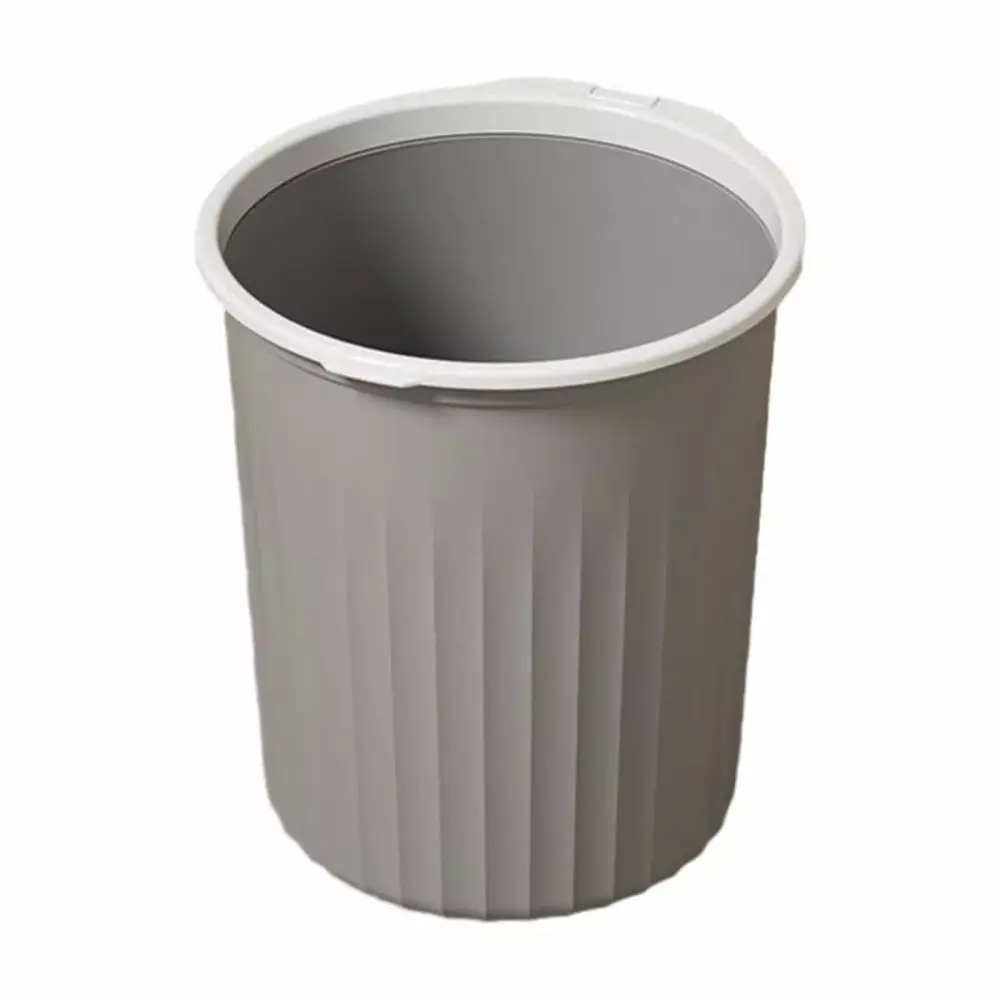 WRKEKC Large Lidless Press Ring Bathroom Trash Can Kitchen Bedroom Toilet Gray