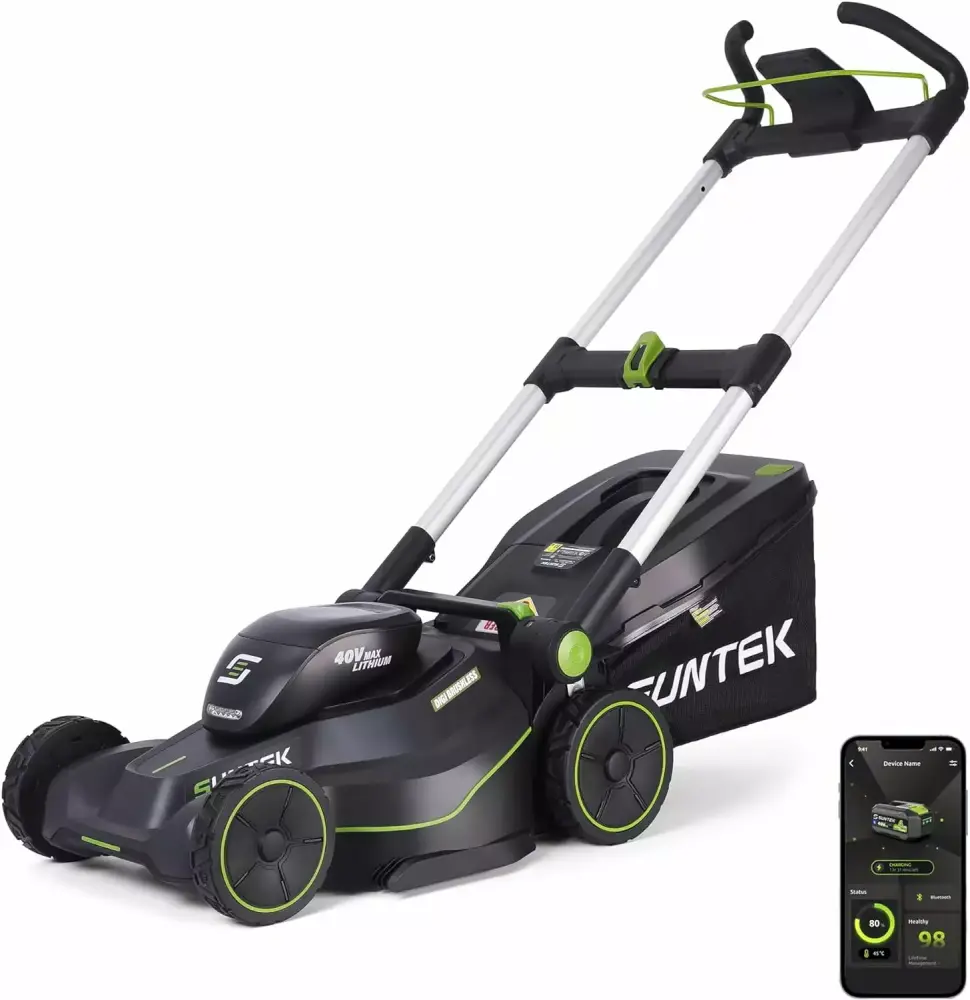 SUNTEK 40V 18 Inch Cordless Lawn Mower IntelligentView Display 4.0Ah Battery and Rapid Charger 18
