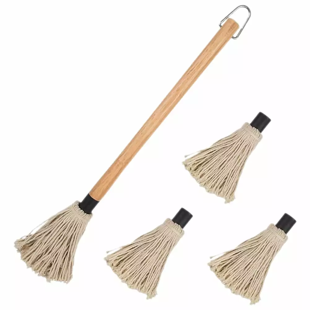 Barbecue Tool Set Kitchen Mopping Brushes Large Wooden Handle Pure Cotton BBQ Sauce Grill hank