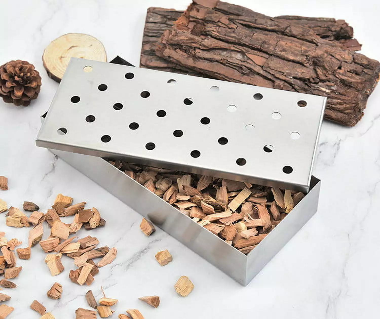 Blaxill Outdoor BBQ Sawdust Smoker Box Fruit Wood Charcoal Barbecue