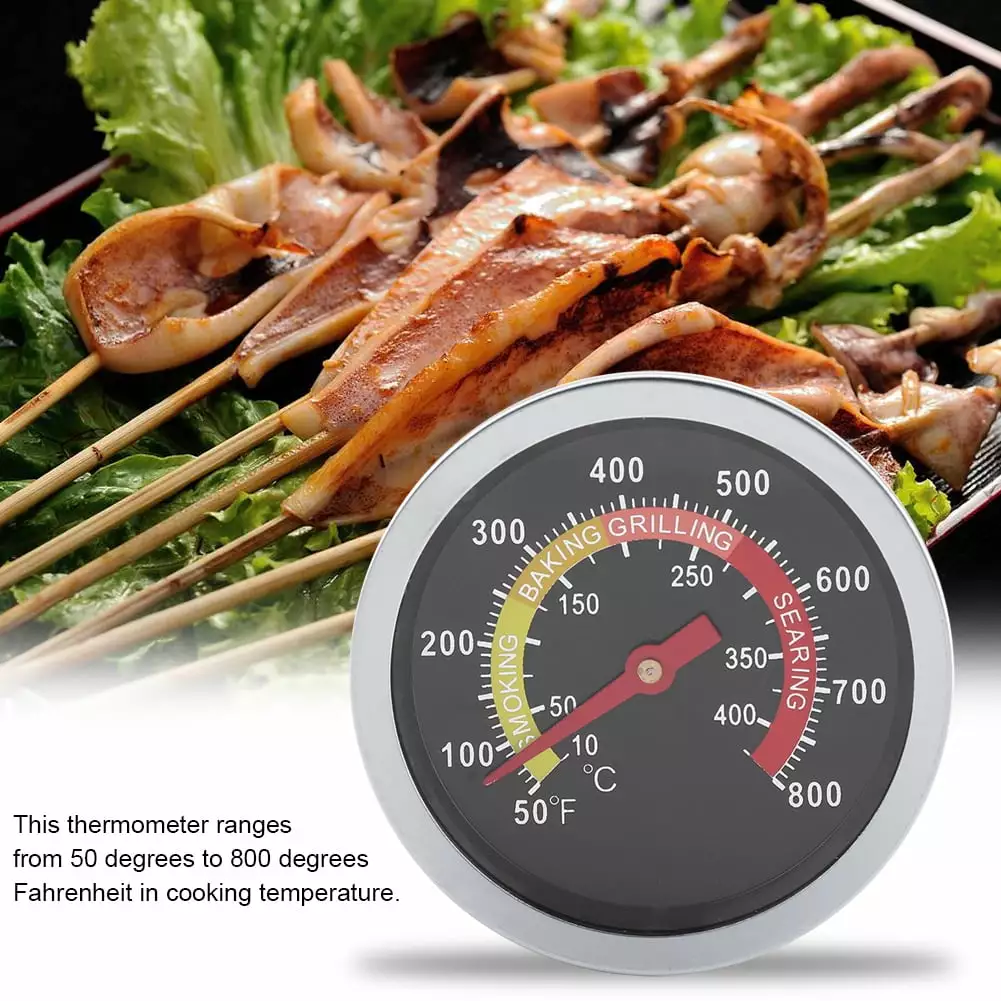 Tebru BBQ Thermometer 50-800H Stainless Steel BBQ Thermometer Temperature Gauge Barbecue Cooking