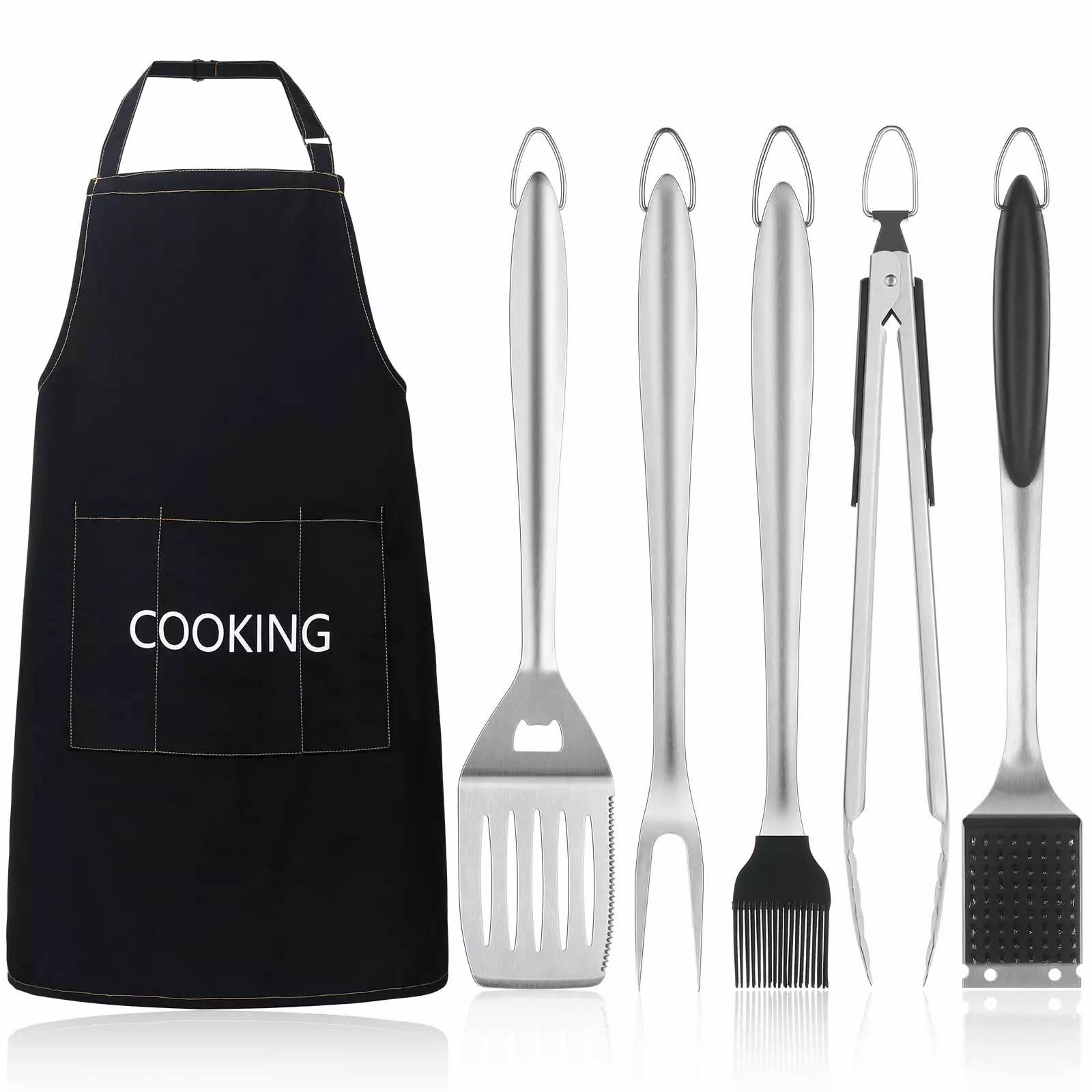 BBQ Grill Accessories Kit Anpro 5PCS BBQ Tool Set Silicone Basting Brush Cleaning Brushes