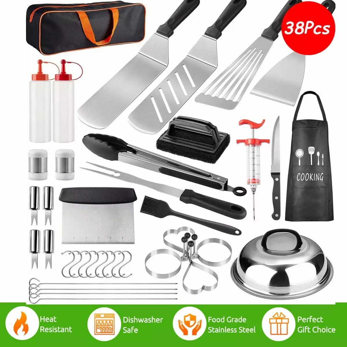 38-Piece Griddle Accessories Kit Blackstone and Camp Chef Stainless Steel BBQ Tools SHANNA