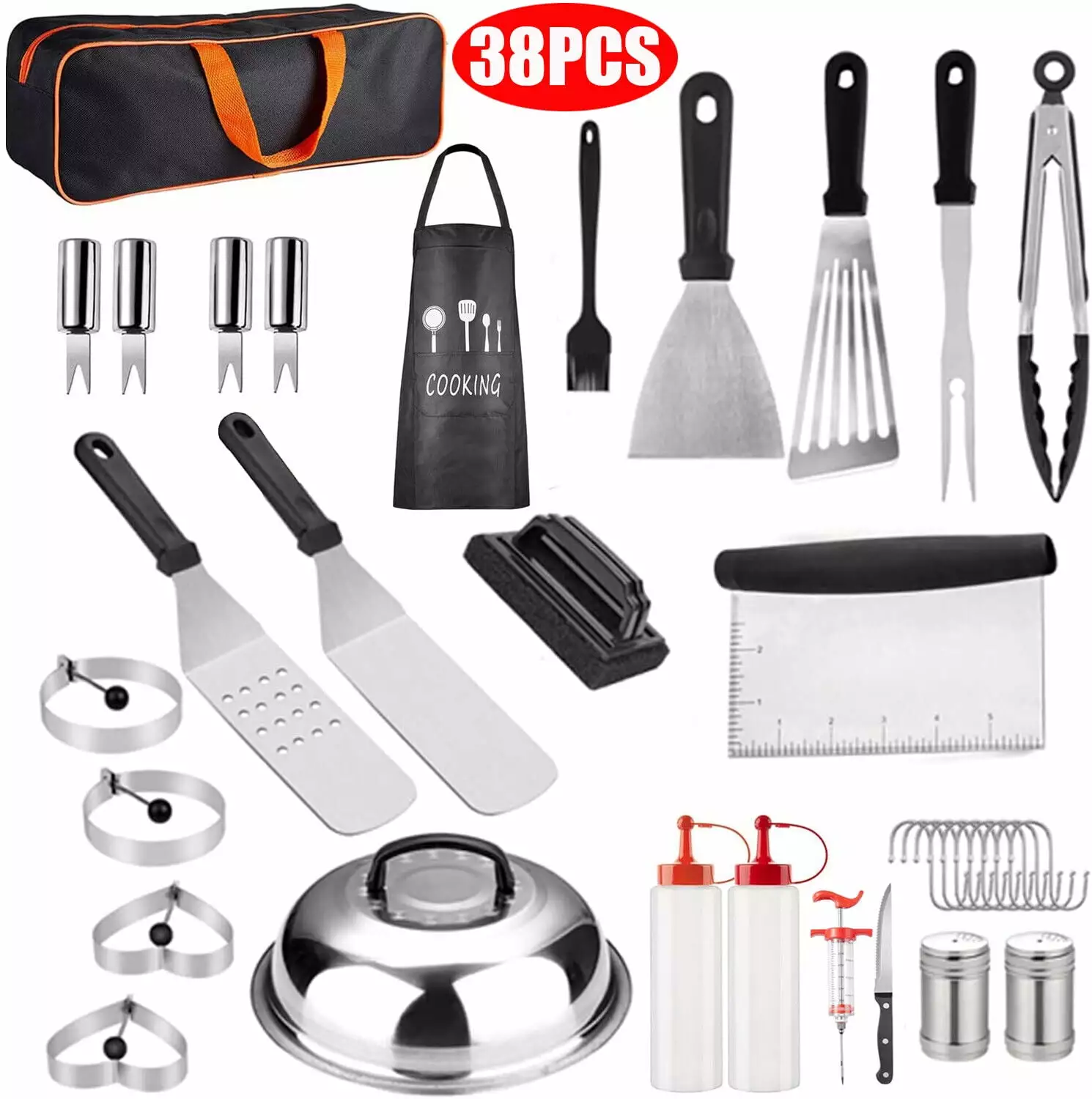 38-Piece Griddle Accessory Tool Kit Outdoor BBQ Grilling Storage Bag Topchances