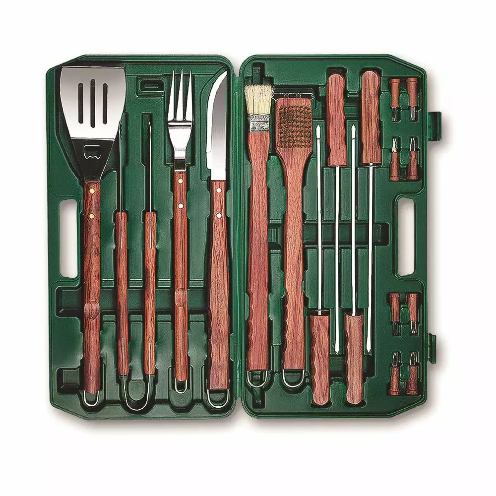 18 Piece Stainless Steel BBQ Set Molded Plastic Case QGL9129 Complete Grilling Kit VSIRIUS