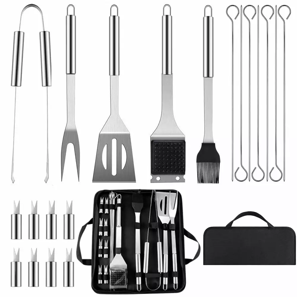 20 Pcs Stainless Steel BBQ Grill Accessories Set Storage Bag Outdoor Camping Petimi