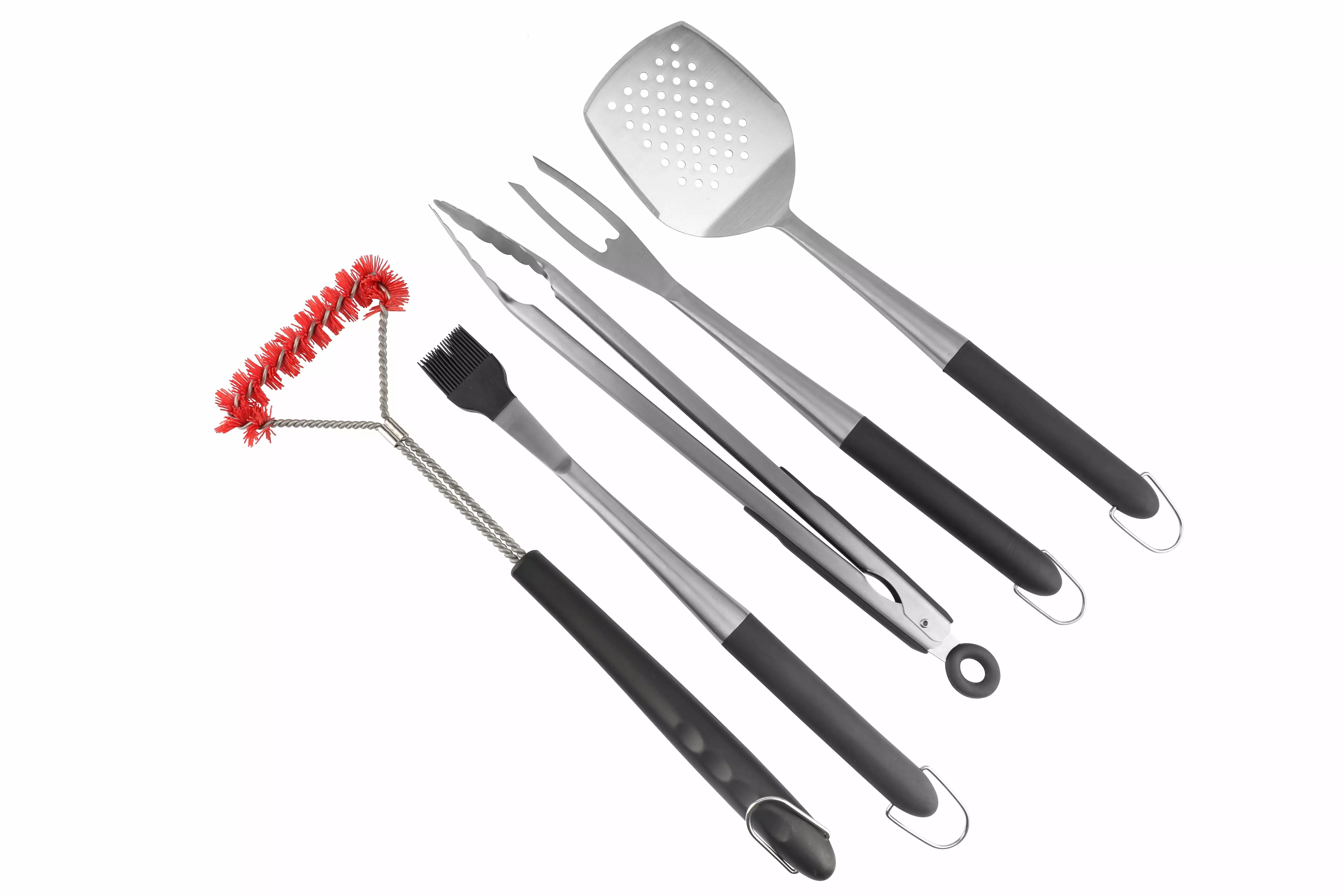 PitMaster King BBQ Grill & Clean 5pc Essentials Tools Set Spatula and Tong