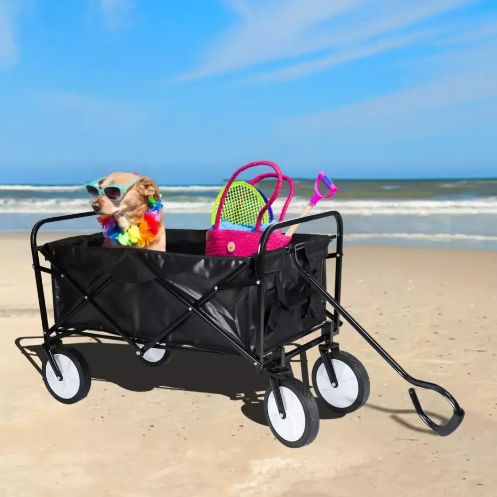 Collapsible Beach Wagon Heavy Duty Aluminum Alloy Desktop Adjustable Handle 20