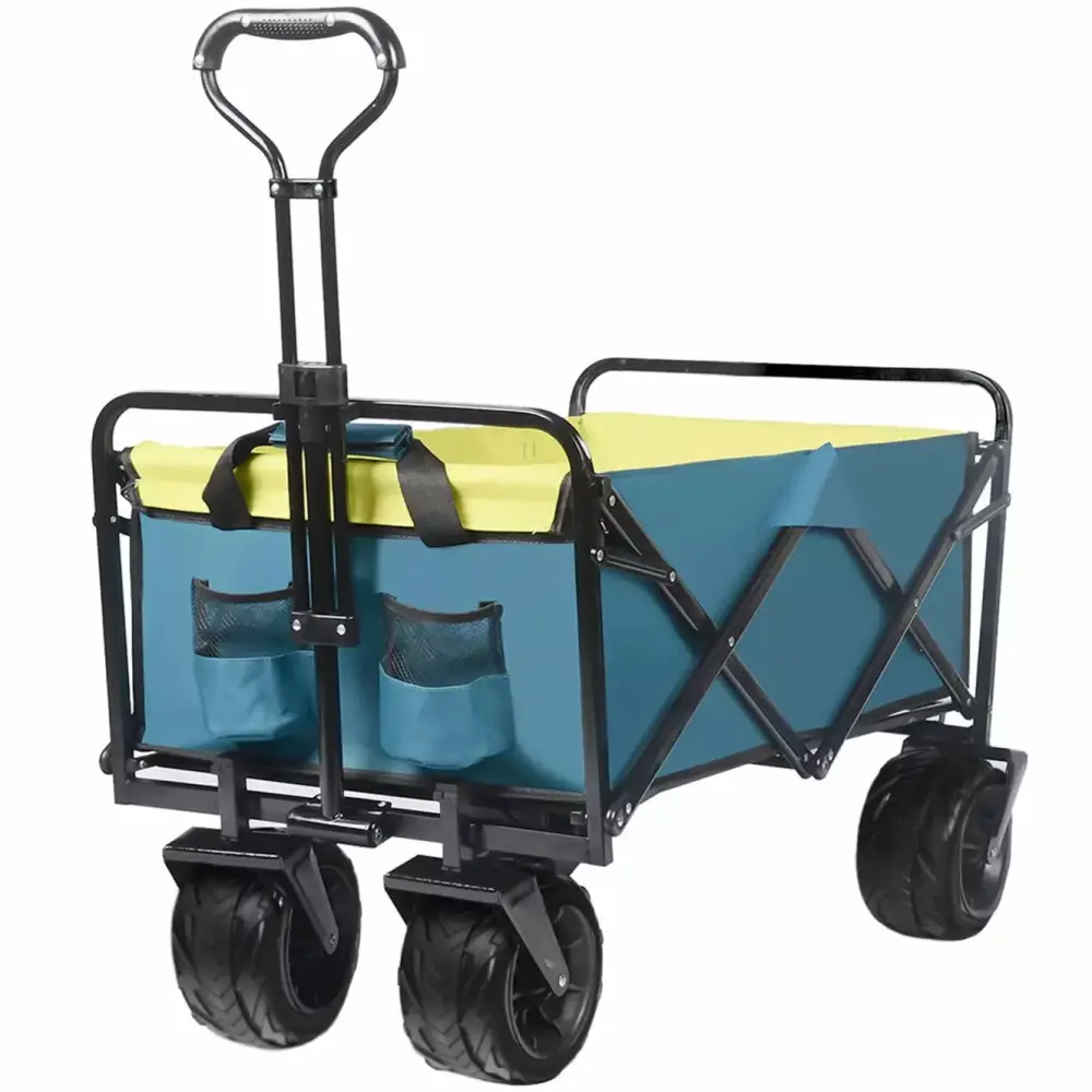 Collapsible Heavy Duty Beach Wagon Universal Wheels and Adjustable Handle Outdoor Camping