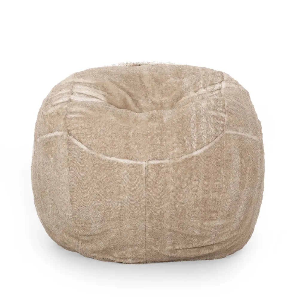 Vida - Modern 5 Foot Rounded Bean Bag - Snow White / Buff