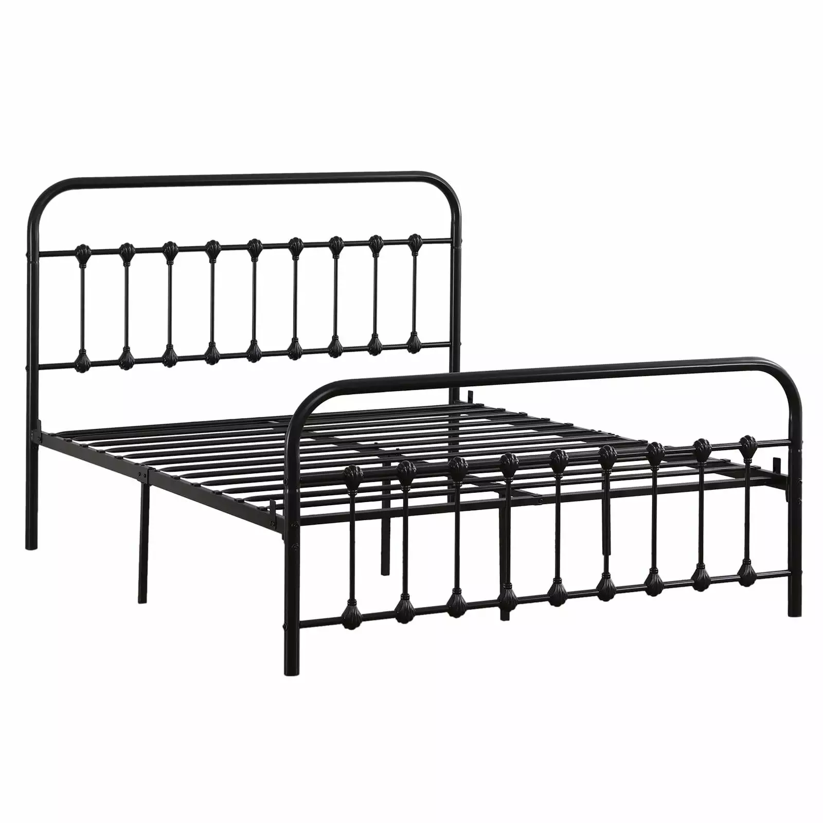 Ktaxon Vintage Black Metal Bed Frame Queen Size Headboard and Footboard No Box Spring Needed