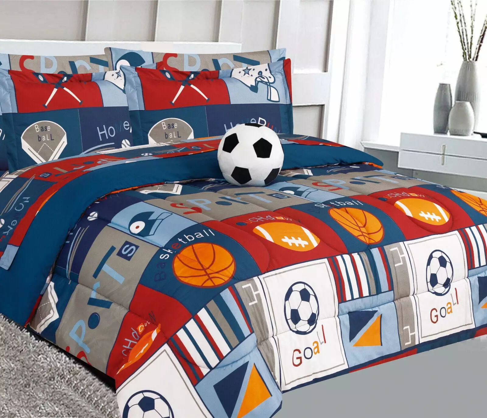 All Season Patchwork Bed Bag Twin Size Plushie Toy Pillow Matching Sheet Set Kids SAMIMPORT-2011