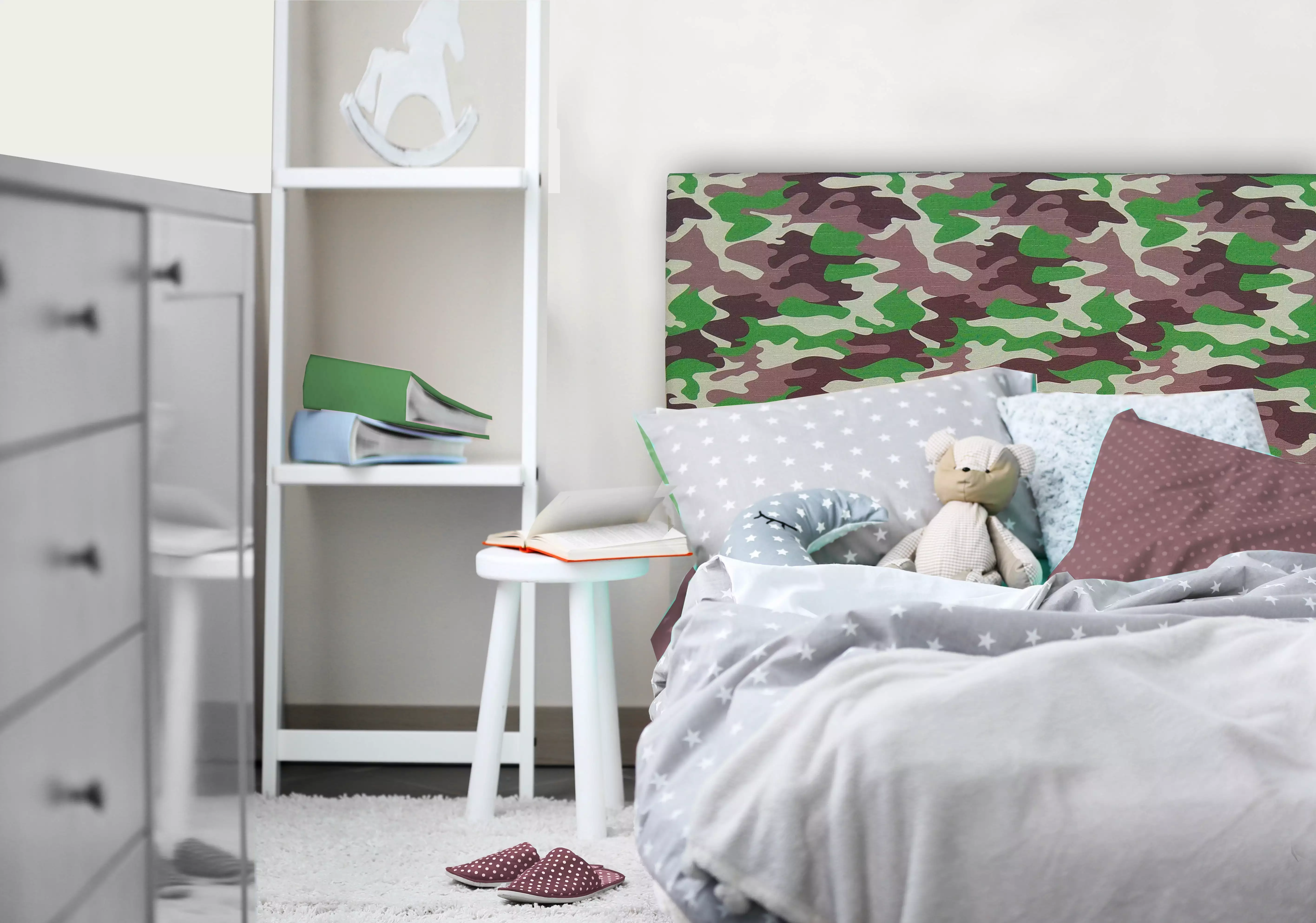 American Kids Camo Tufted Headboard Available Multiple Prints