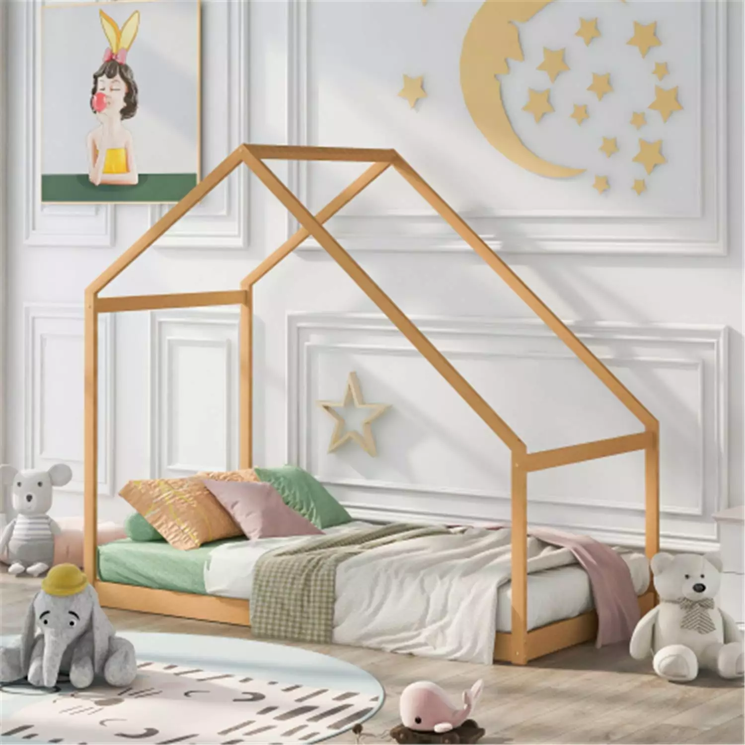 Twin Size Houtilize Bed Frame Easy Assembly Kids Boys and Girls ARCTICSCORPION