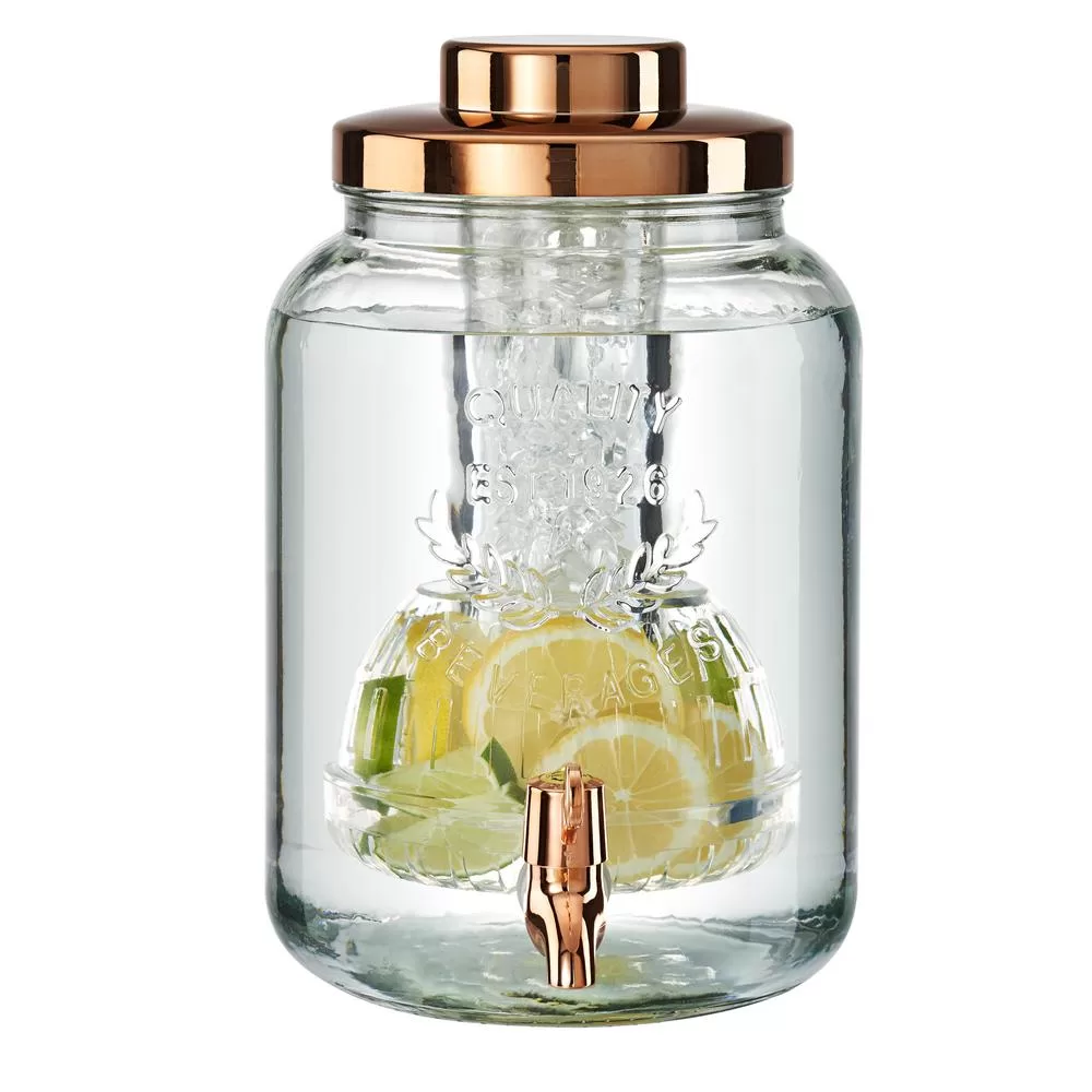 Artland 2 Gallon Coppertino Chill and Flavor Beverage Dispenser Removable Base