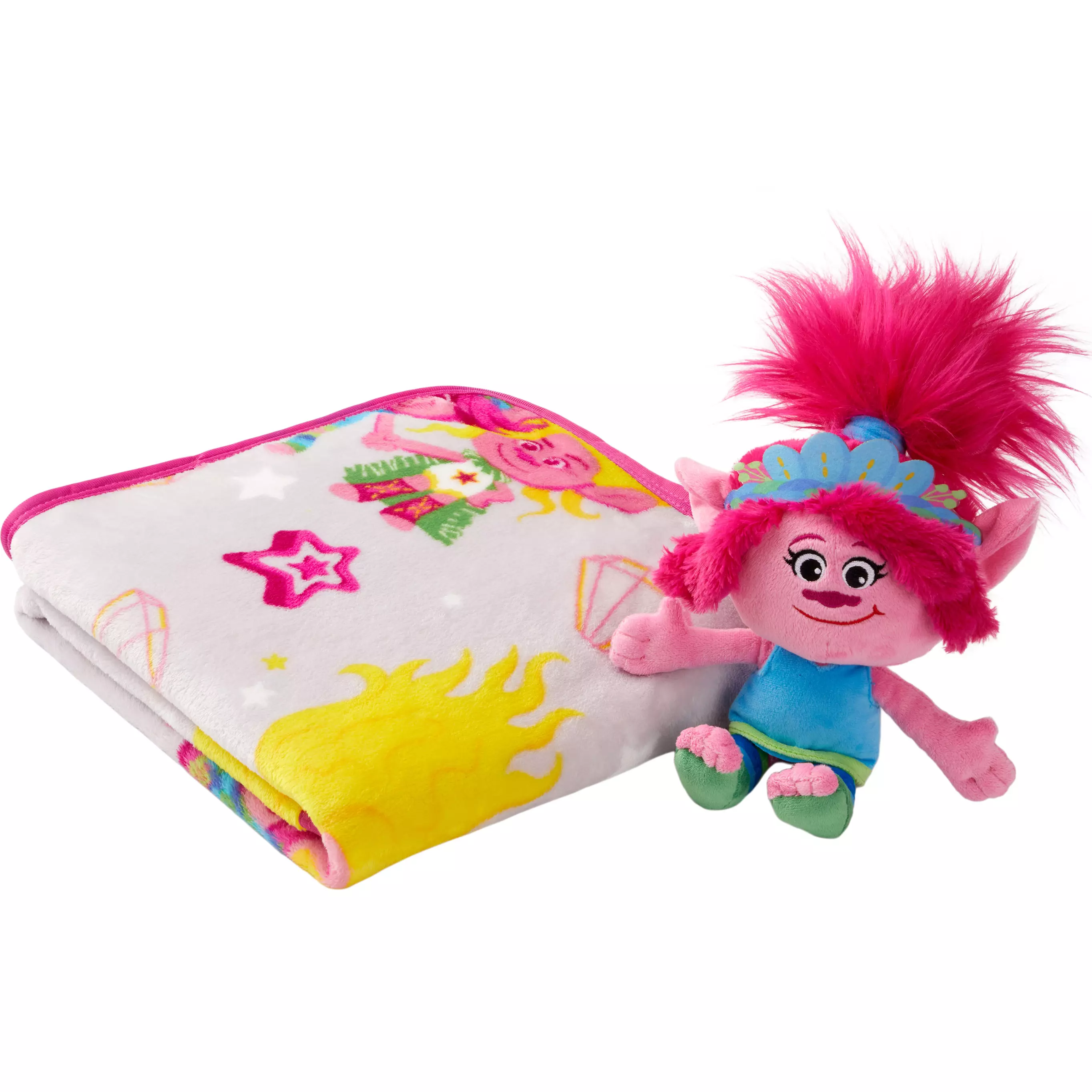 Trolls Hugger Pillow and Throw 2-Piece Giftable Set Kids