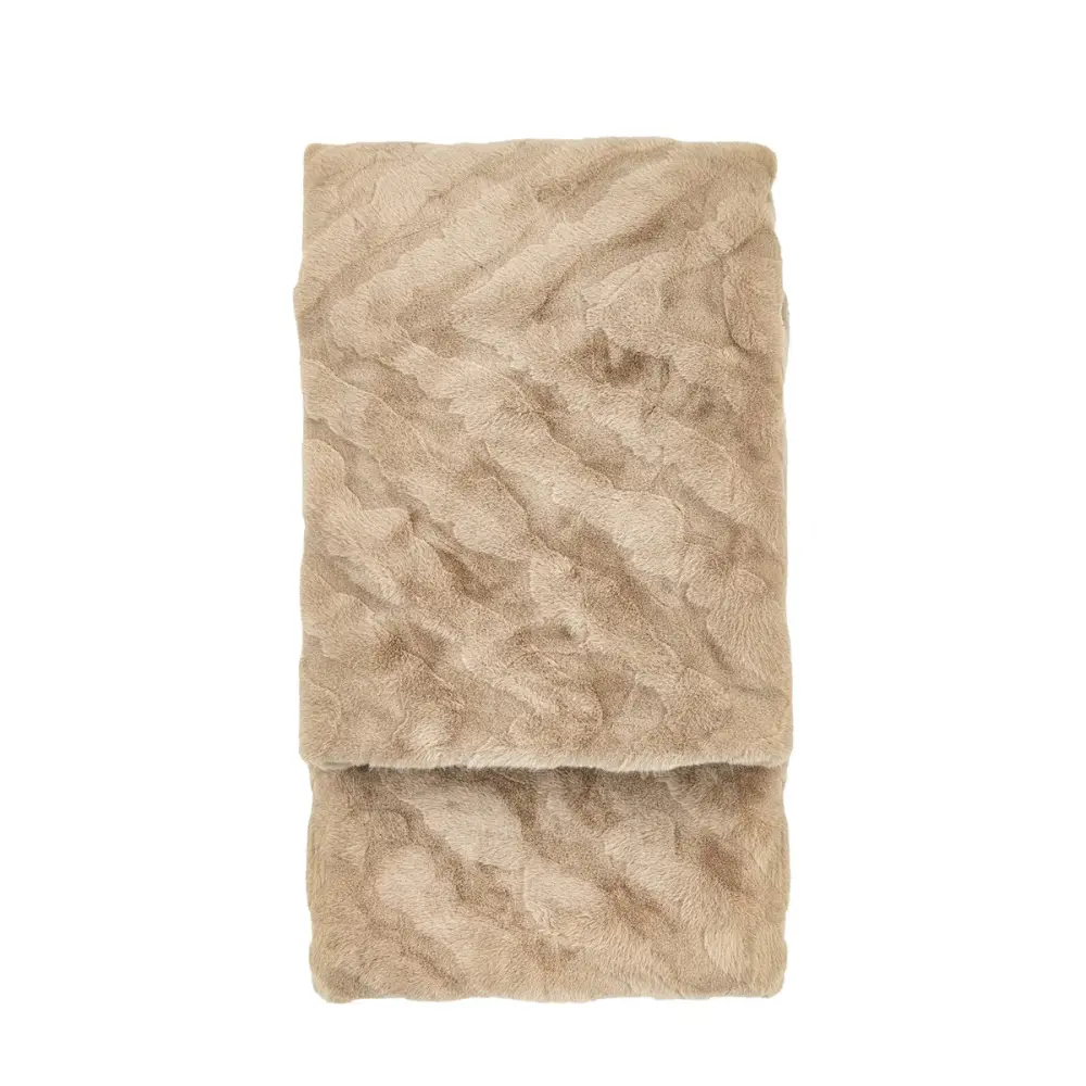 Chevron Rabbit Fur Throw - Mink 1-Year Warranty
