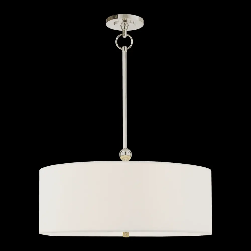 Reed Hanging Shade - Reflective Nickel Linen Shade