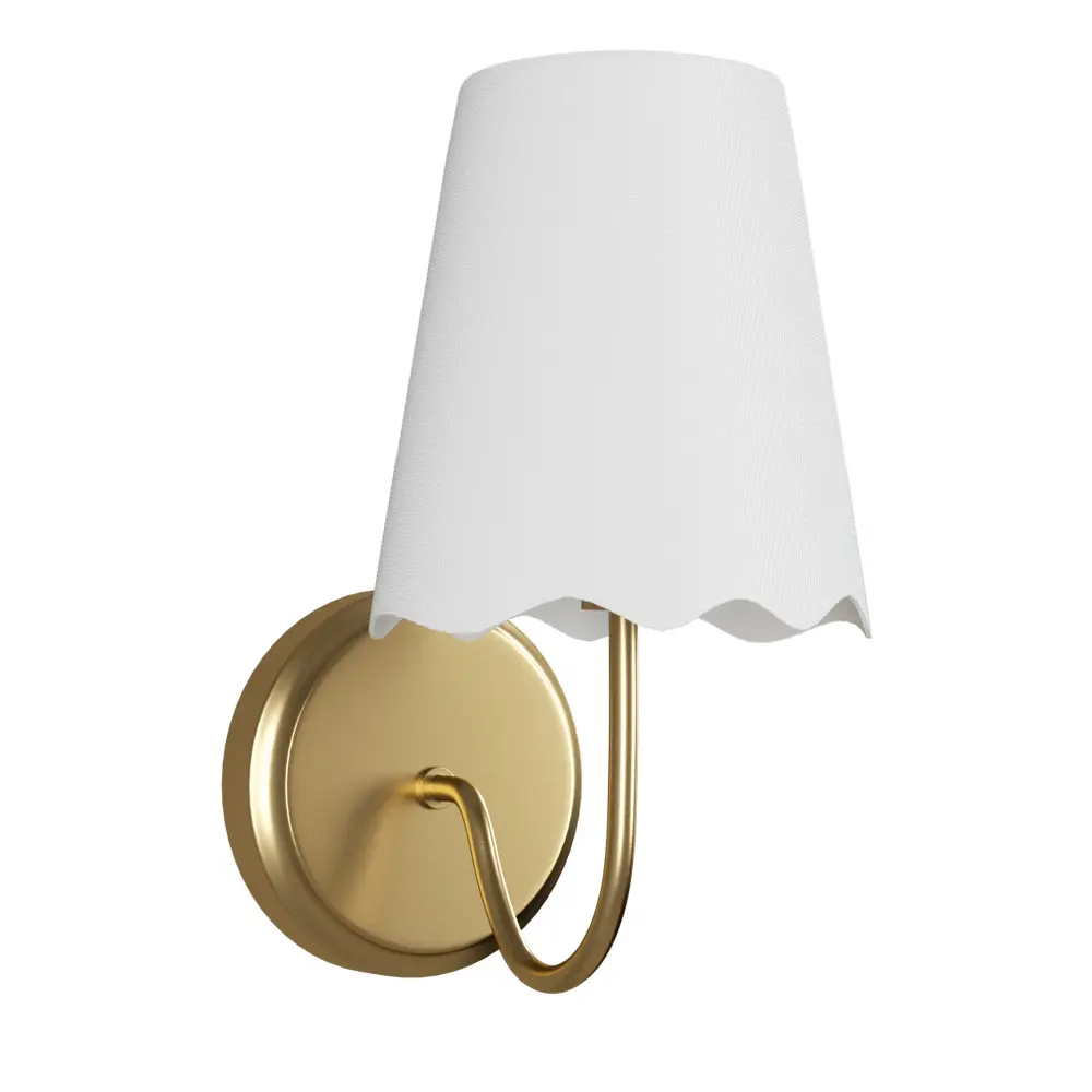 Twilight Brass Armed Sconce Chalk Linen Shade #W39005