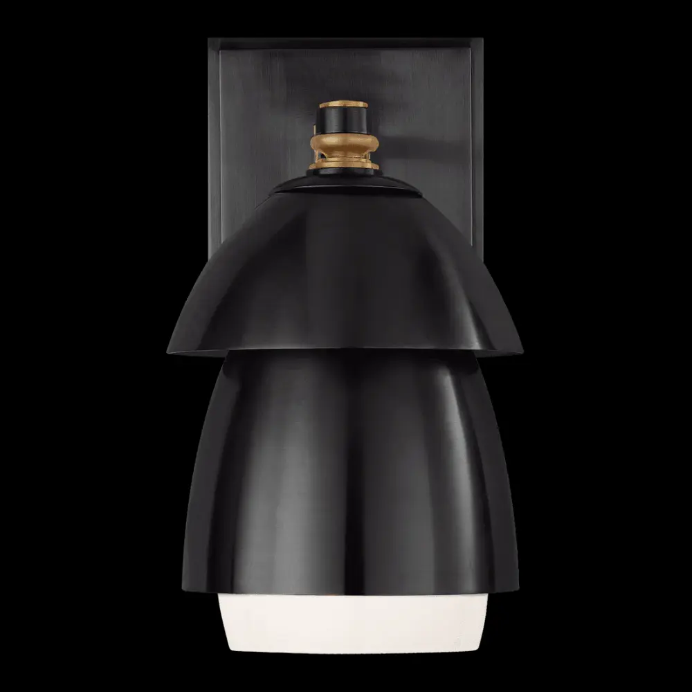 Whitman Miniature Sconce - Bronze & Antique Brass Bronze & White Glass Shade