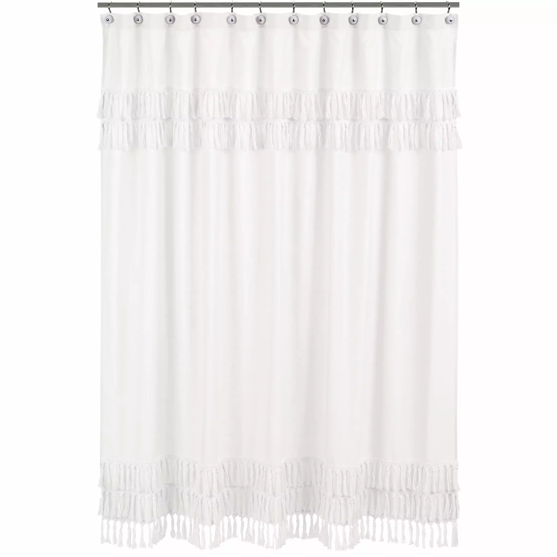 Sweet Jojo Designs White Boho Shabby Chic Shower Curtain Luxury Vintage Bathroom Decor