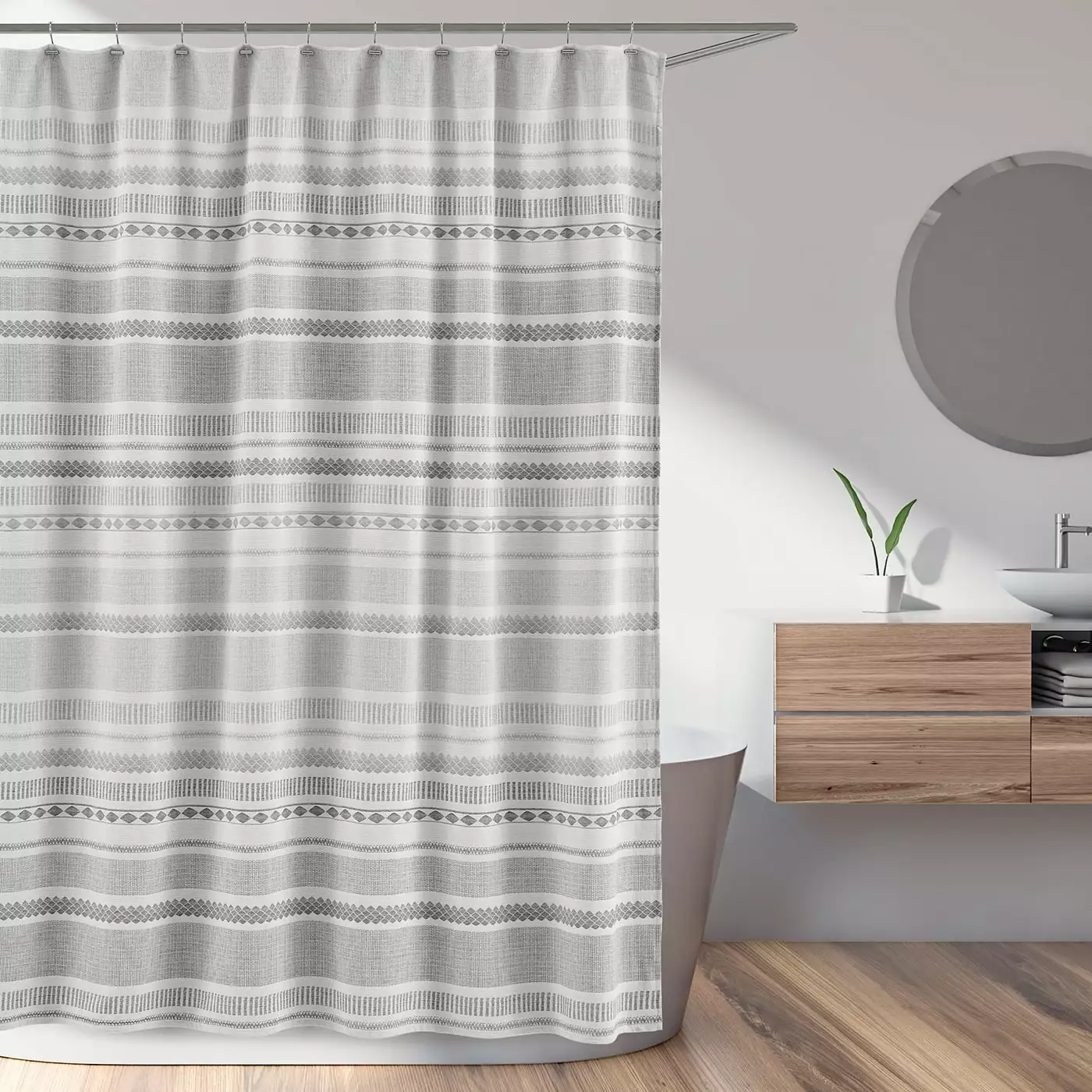 Grey Boho Tribal Jacquard Fabric Shower Curtain Sweet Jojo Designs