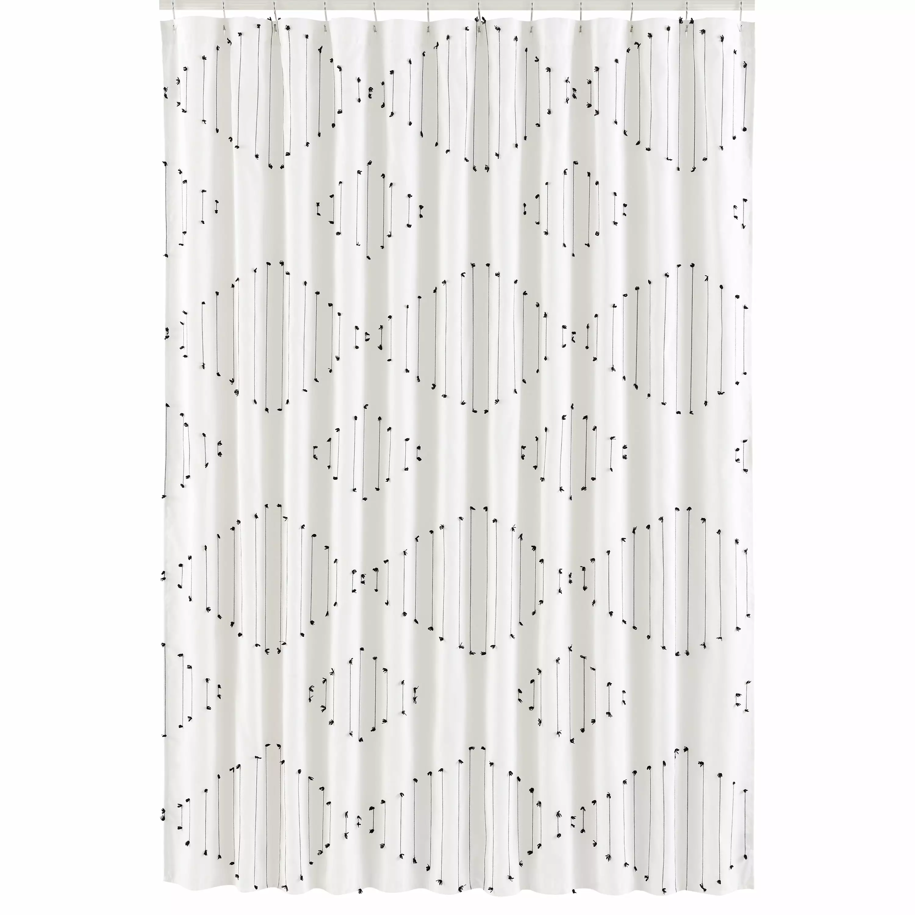 Boho Stitch Black and White Fabric Shower Curtain Unisex Sweet Jojo Designs Bohemian Bathroom Decor