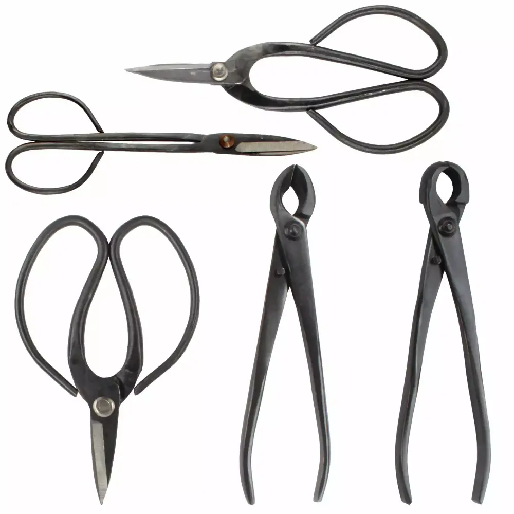 5 Piece Black Bonsai Tool Set Concave Cutter Knob Cutter and Trimming Tools 5pc