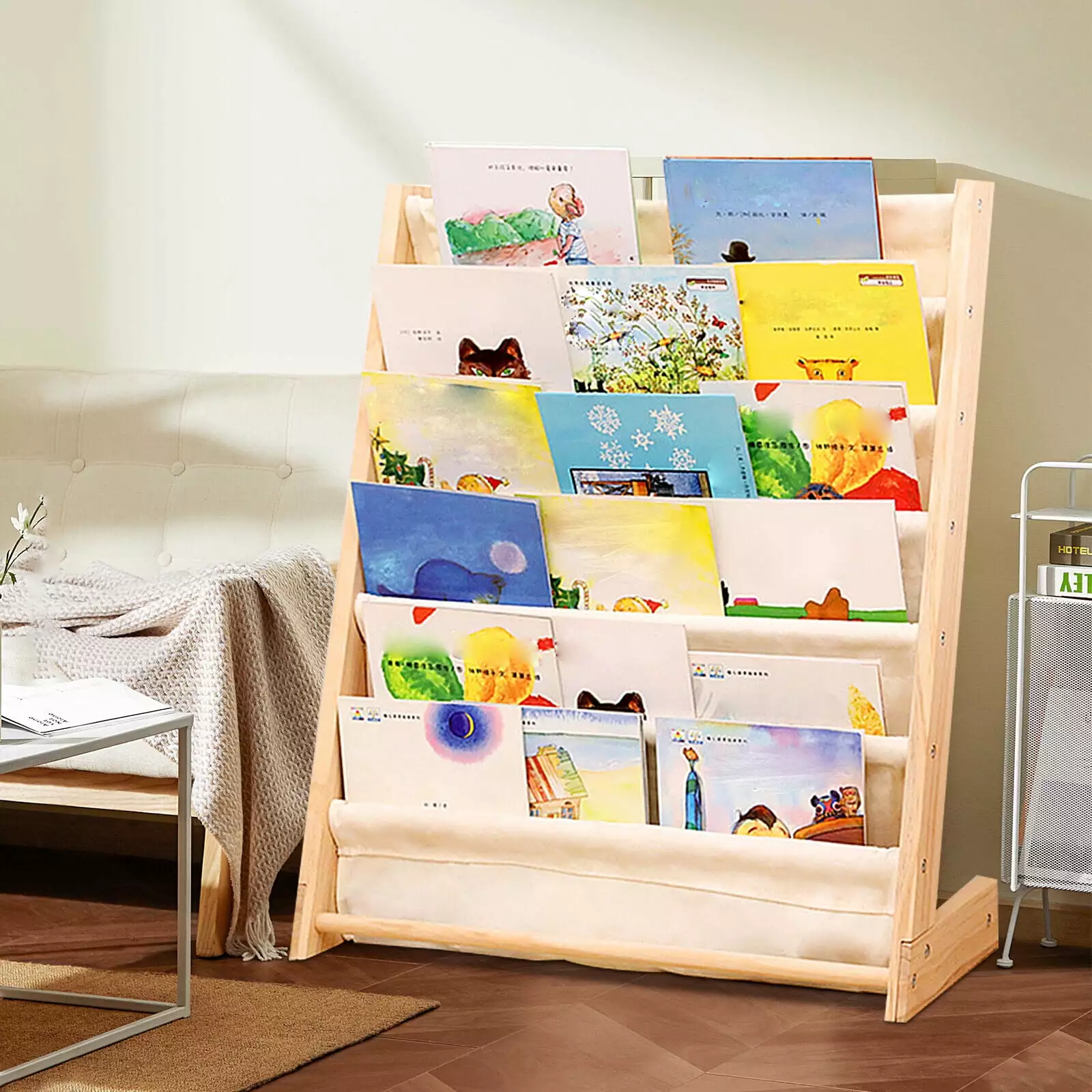 CNCEST Wooden Bookcase Kids Book Shelf Rack Storage Bookshelf Tidy Arranger
