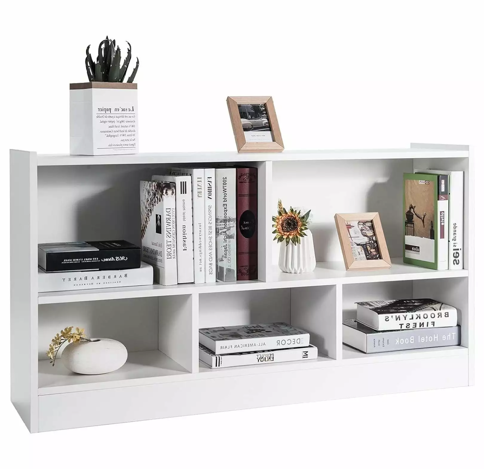 IFANNY 5 Cube Bookcase Wood Bookshelf Open Storage Shelves Kids Playroom Exlonjet