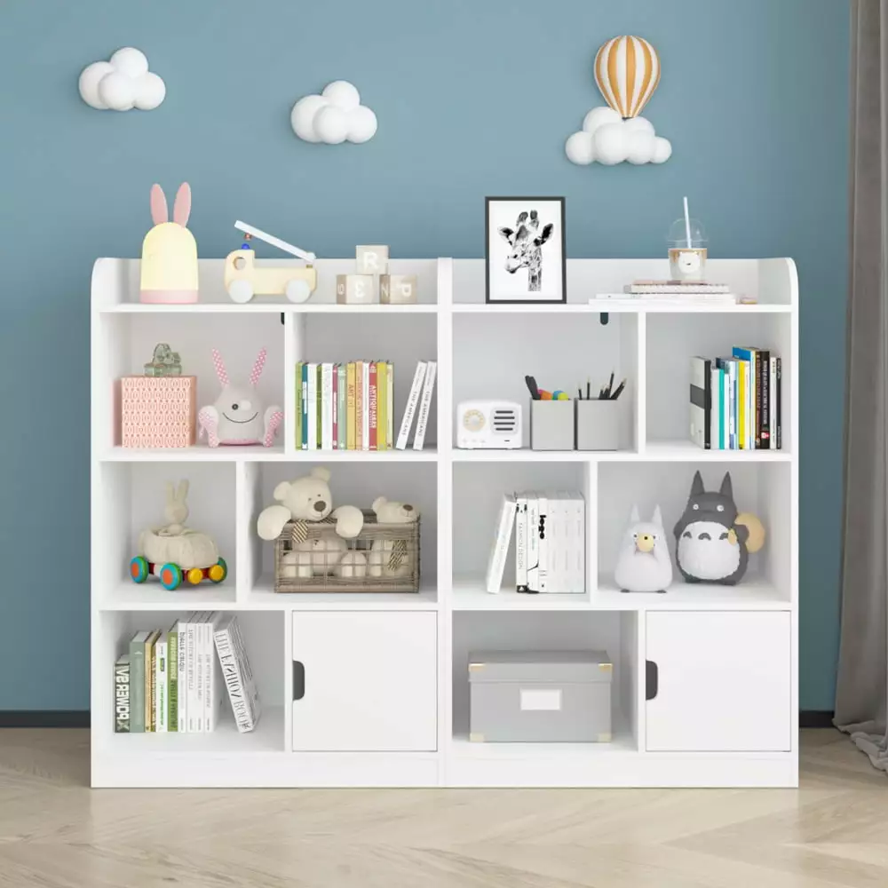 Kids Bookcase 6 Compartments - Freestanding Bookshelf Bedroom Living Room Office - White Kids Bookcase | Bookshelf with 6 ...