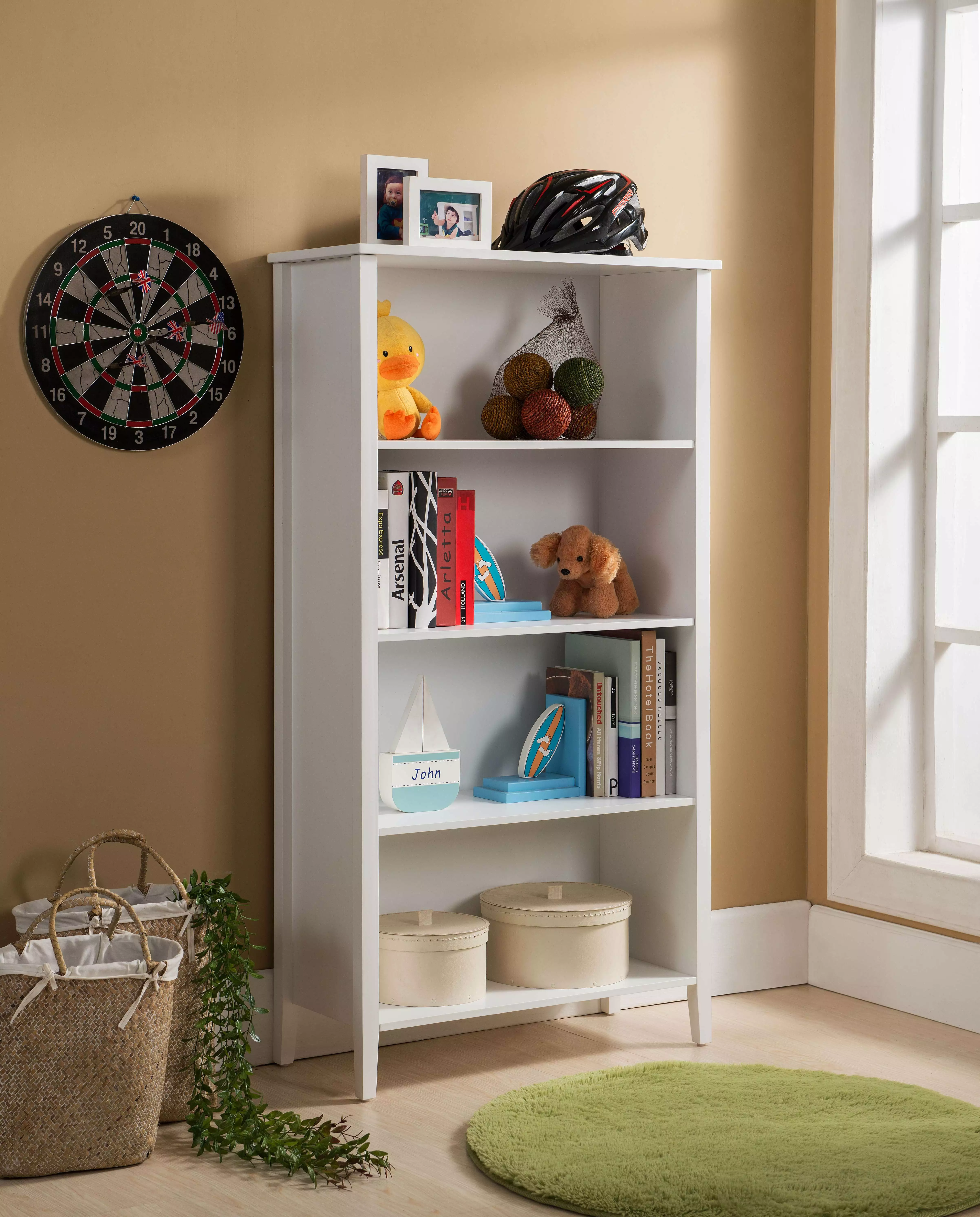 Kings Brand Furniture Wood 4 Shelf Kids Bookcase Playroom Bedroom White