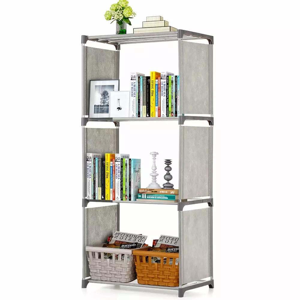4 Shelf Bookcase Book Shelves Storage Bin Books Display Shelving Unit Arranger TOMSHOO