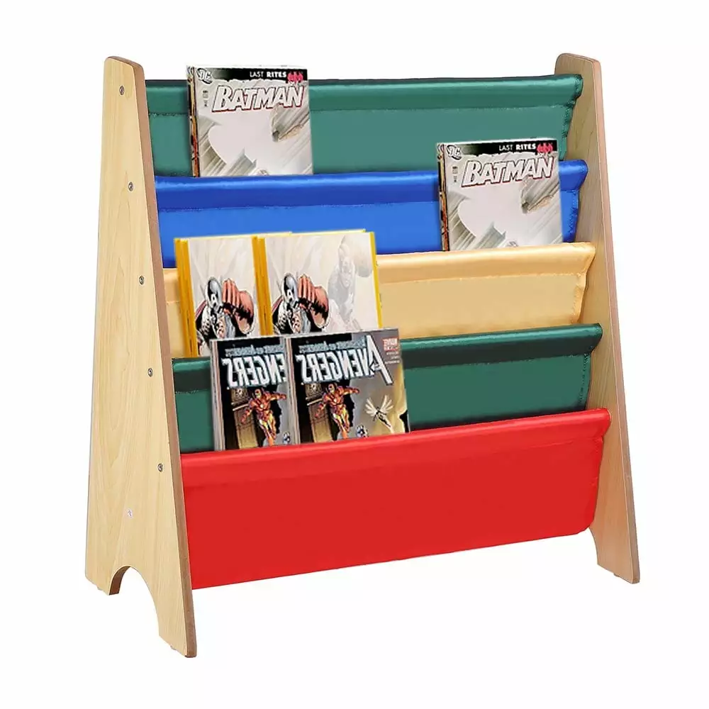 Kids Book Shelf Wooden Book Storage Holder Display Arranger Nursery Branded