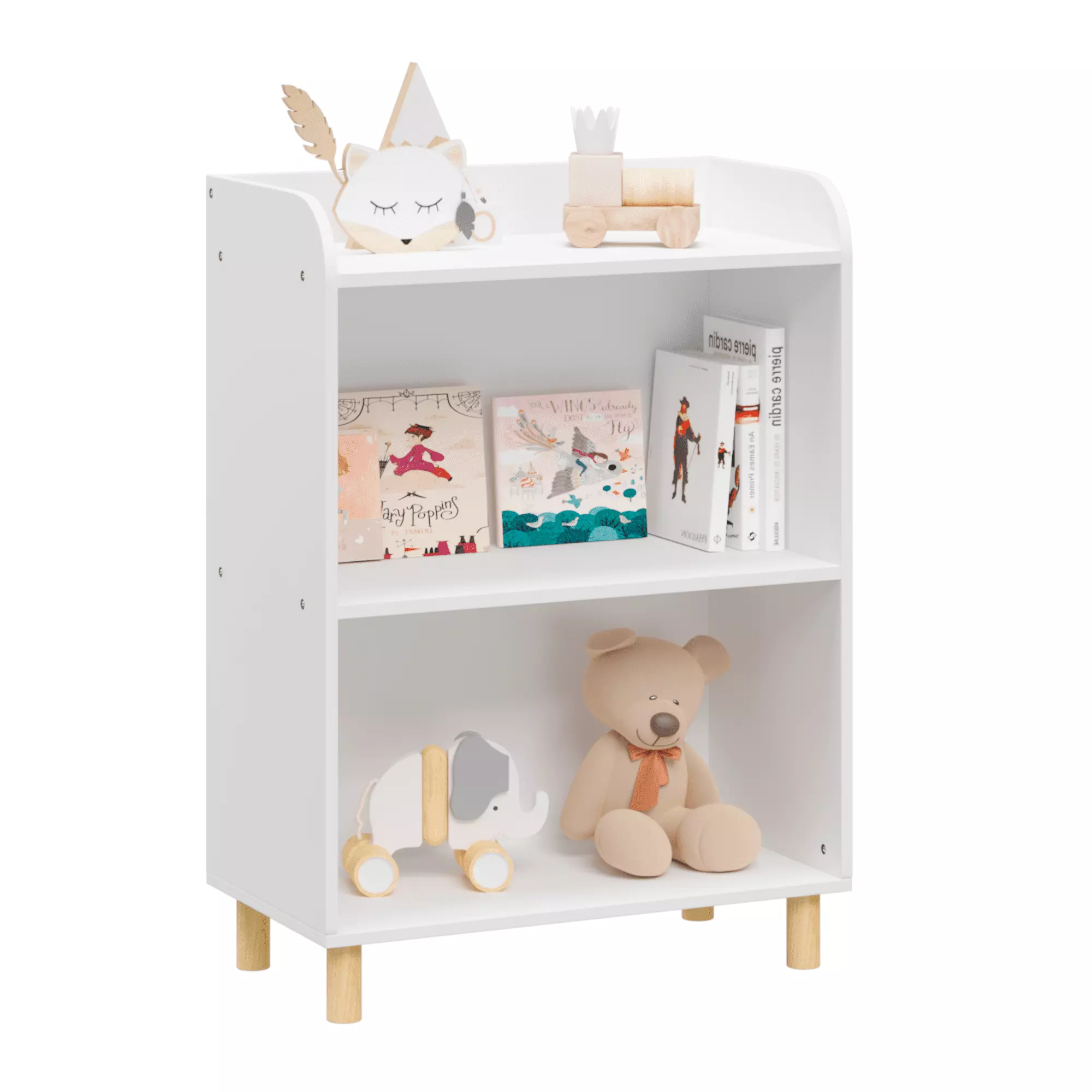 Kids 3-Tier Bookcase Book Display Bookshelf Toy Storage Cabinet Arranger Children's Room Playroom White BZH