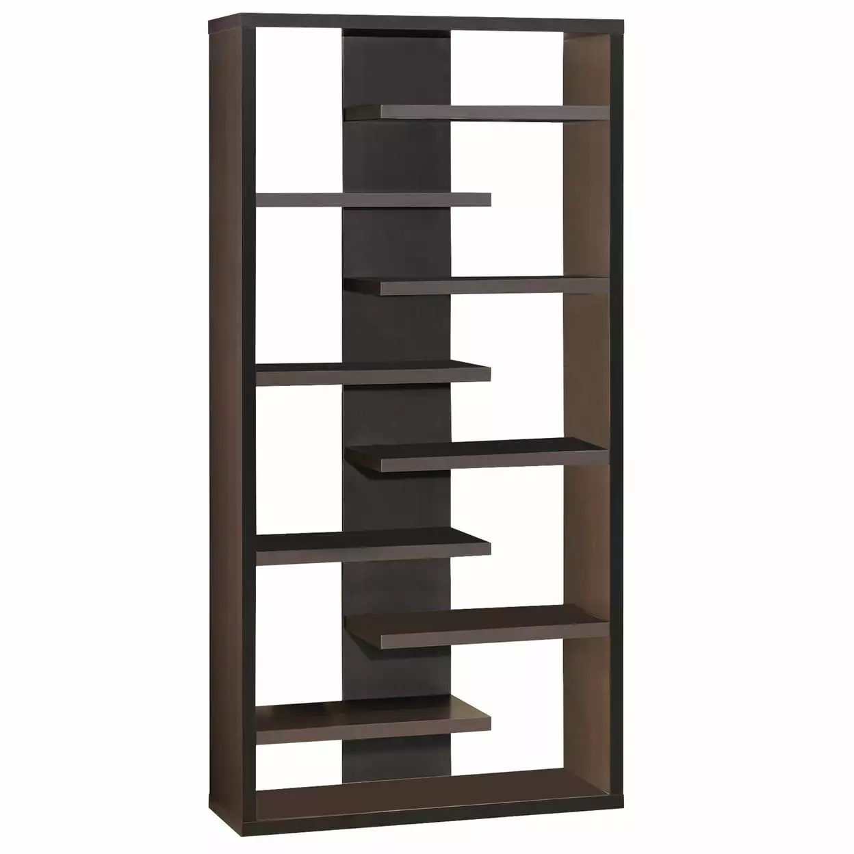 Altmark Bookcase Staggered Floating Shelves Cappuccino - Modern Home Decor Coaster Company