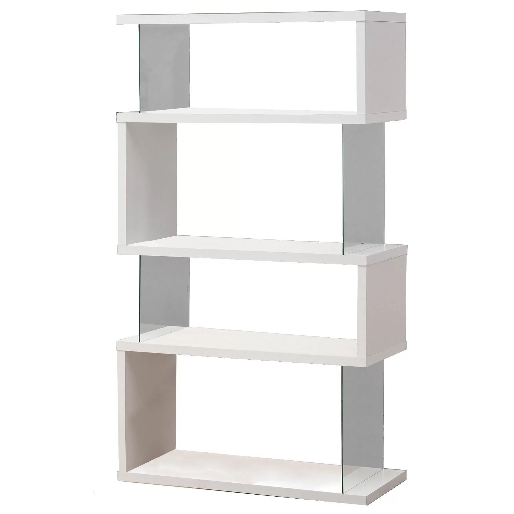 Coaster Home Furniture Asymmetrical Snaking Living Room Bookshelf White Modern Design