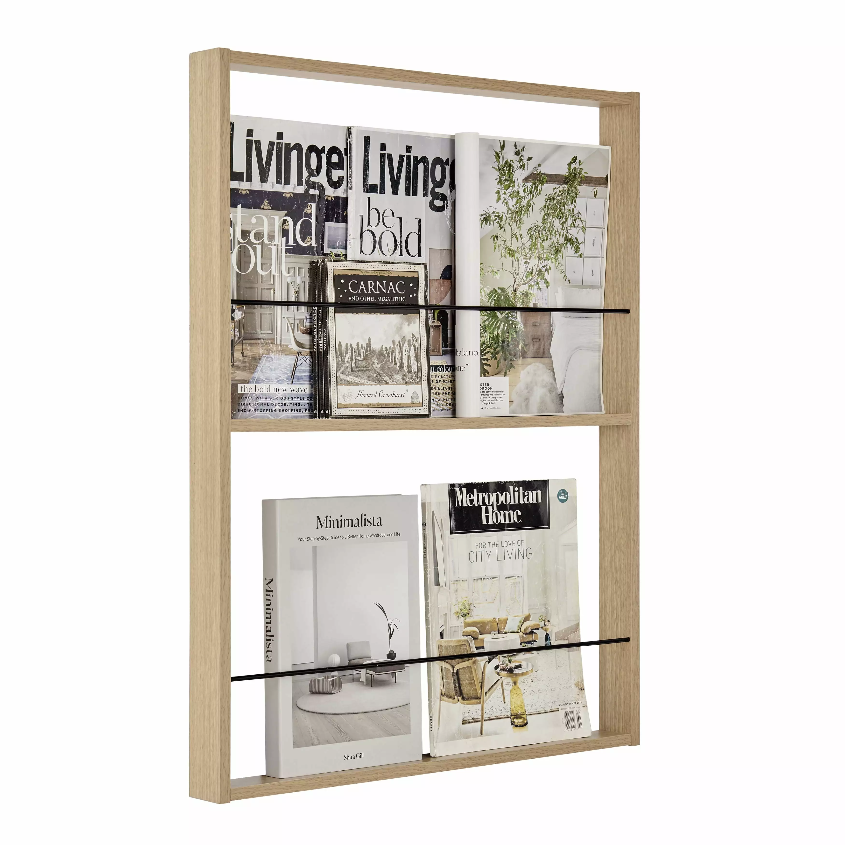 Danya B. Steiner Beech Square Modern 2-Tier Kids Book or Toy Display Unit Black Rods