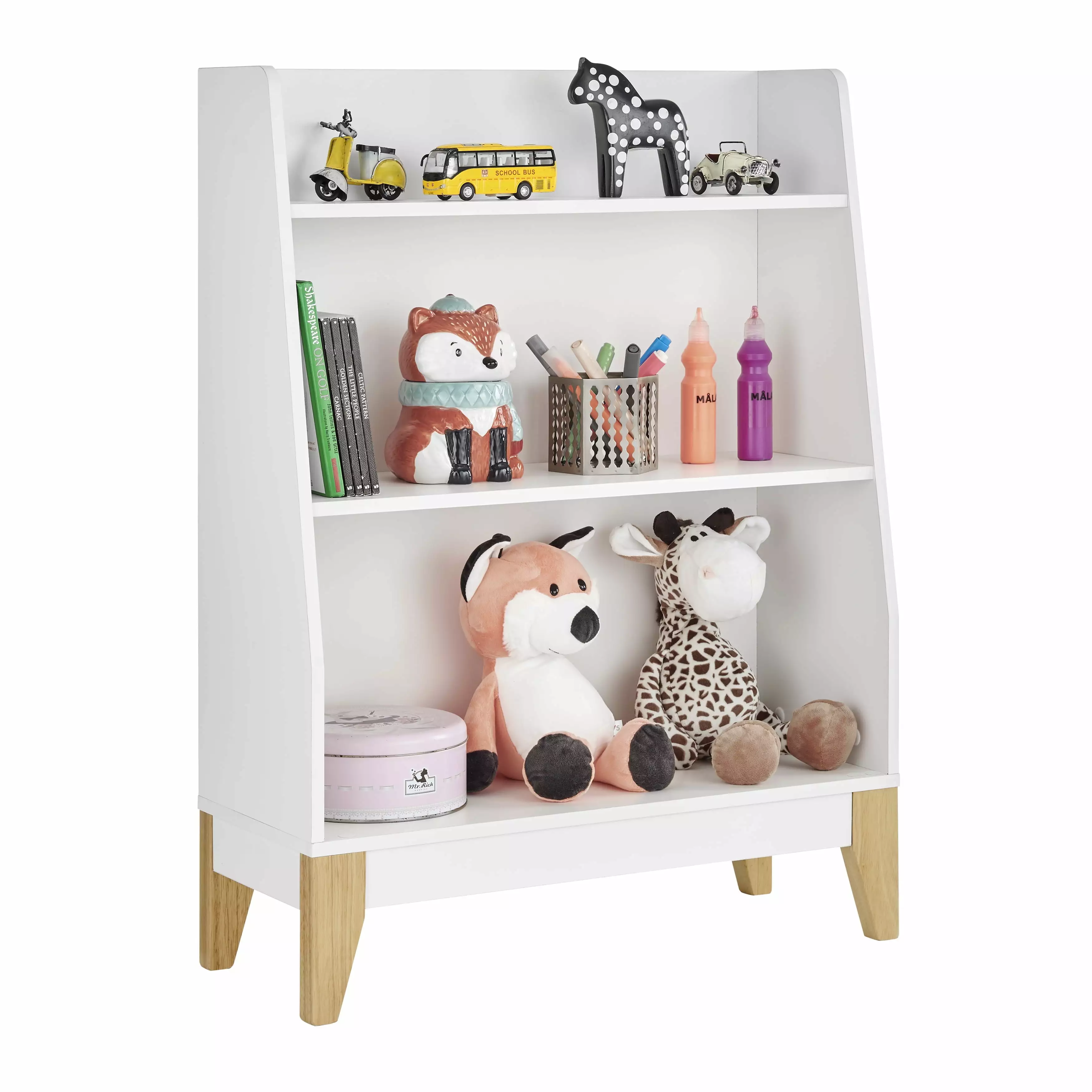 Danya B. Steiner White 3-Tier Kids Book or Toy Figure Display Unit Freestanding Bookshelf