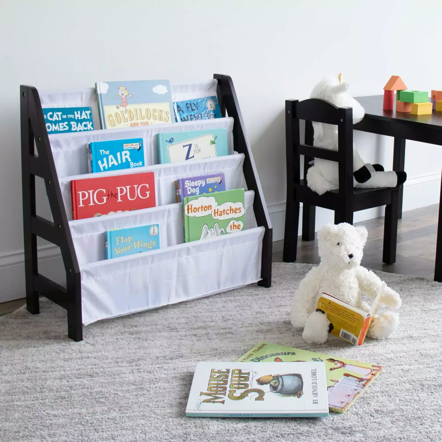 Humble Crew Kids Bookshelf 4 Tier Book Organizer Bedroom and Playroom