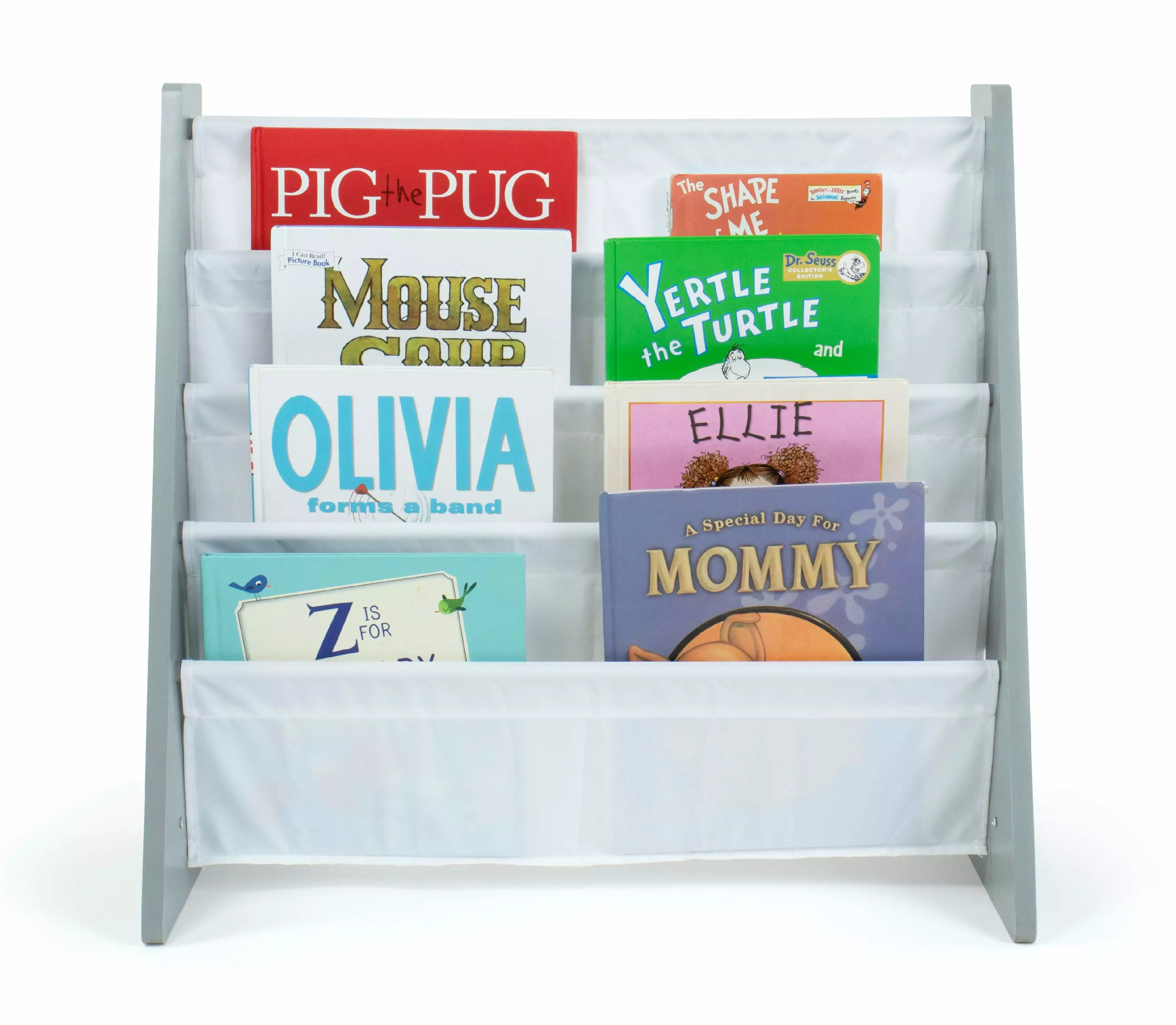 Humble Crew Motivate Kids Bookshelf Four Shelves Book Arranger Grey & White